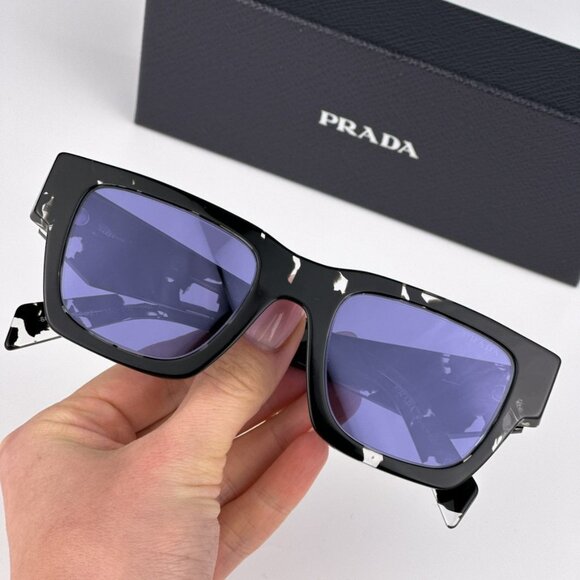 Prada PRA06S 15O50B BRAND NEW Sunglasses Tortoise Black Violet Square Unisex - Picture 1 of 14